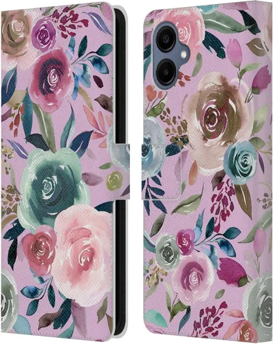 Vista 162 de Head Case Designs Officially Licensed Ninola Abstract Poppies Lilac Floral Leather Wallet Case Compatible with Samsung Galaxy A07 4G
