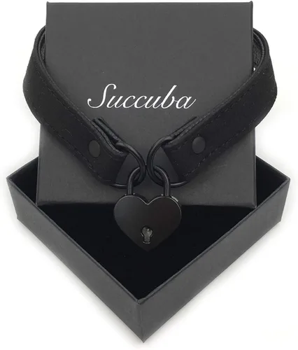 Vista 5 de Succuba Gargantilla de candado, collar de Lolita, collar de terciopelo de gato con cerradura y llave para mujeres y hombres, Poliuretano, no conocido