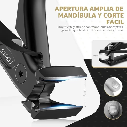 Vista 6 de FERYES Cortaúñas ergonómicos antideslizantes de mango largo para personas mayores, cortaúñas con cabeza angular única y abertura de mandíbula ancha