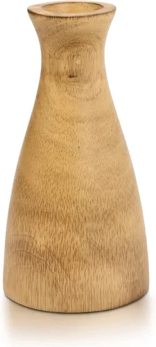 Vista 8 de AeraVida Florero delgado con forma de botella de árbol de mango con mancha marrón natural para flor, 8 pulgadas