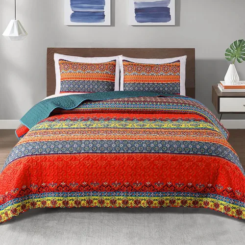 Vista 20 de Exclusivo Mezcla Colchas reversibles bohemias, tamaño individual, cubrecamas suaves azules, colcha ligera para todas las estaciones, juego de ropa