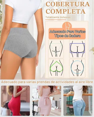 Vista 4 de MISSWHO - Ropa interior de algodón para mujer, de cintura alta, suave, transpirable, paquete múltiple Multi-paz