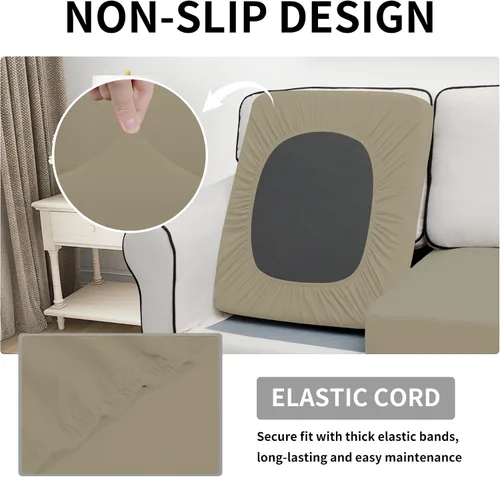 Vista 3 de Easy-Going Funda de cojín impermeable para silla, antideslizante, a prueba de fugas, acolchada y elástica, protector de muebles para perros, Beige