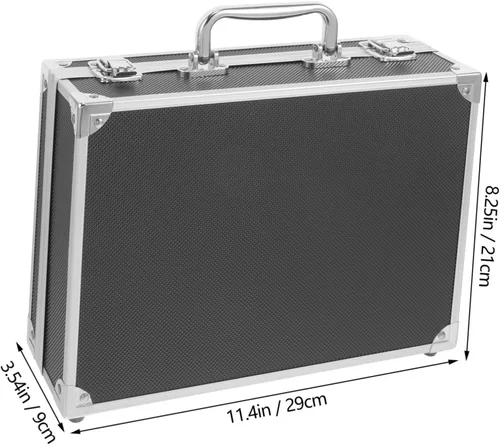 Vista 2 de Caja de herramientas de aluminio rígido para hombres Caja de aluminio con forro de esponja Portátil Caja de almacenamiento de herramientas duras
