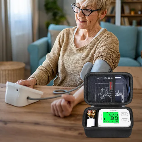 Vista 7 de Elonbo Funda de transporte para iHealth Track Smart Monitor de presión arterial en la parte superior del brazo, monitor de presión arterial Negro