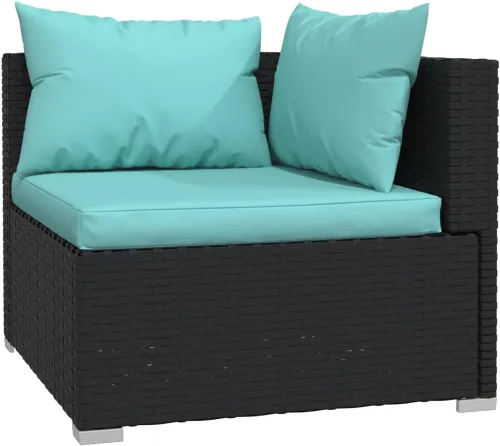 Vista 5 de 3-Piece Modular PE Rattan Sofa Set, Black 3-Seater Patio Couch