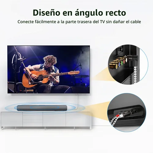 Vista 5 de CableCreation Cable de ángulo de 0.1 in a RCA de 1,6 pies/1.6 ft Negro&blanco