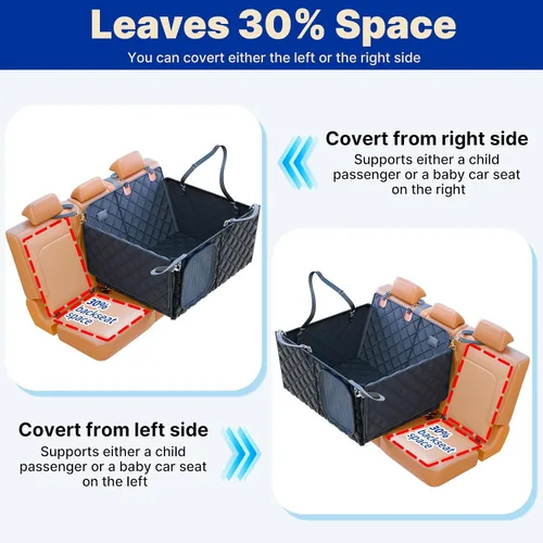 Vista 6 de Extensor de asiento trasero convertible para perros, plegable de 400 libras, funda de asiento de automóvil para perro con parte inferior dura