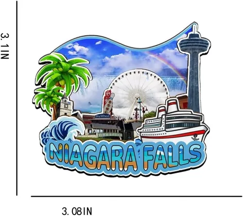 Vista 3 de Imán de nevera con imán de las cataratas del Niágara de Canadá, monumentos de madera 3D, recuerdos coleccionables, decoración hecha a mano -2260