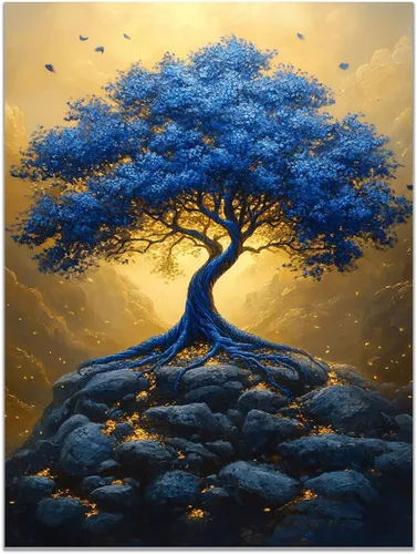 Vista 16 de VOCBAN Tree of Life Canvas Wall Art Painting Poster Nature Print Canvas Wall Art Print Artwork Living Room Bedroom Office Hallway Picture(black