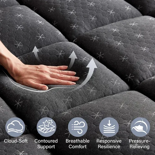 Vista 6 de Anluoer - Cubrecolchón de espuma viscoelástica para cama individual para dolor de espalda, protector de colchón con relleno alternativo tipo