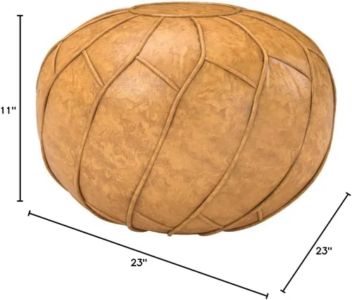 Vista 3 de Moderner Puf de piel sintética otomana sin relleno, reposapiés marroquí, cojín para reposapiés, solución de almacenamiento, color marrón natural