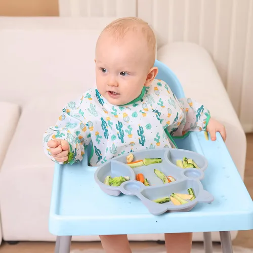 Vista 8 de Lictin Long Sleeve Bibs 5 Pack - Baby Bibs for Girl or Boy, Reusable Infant for Feeding Teething or Weaning
