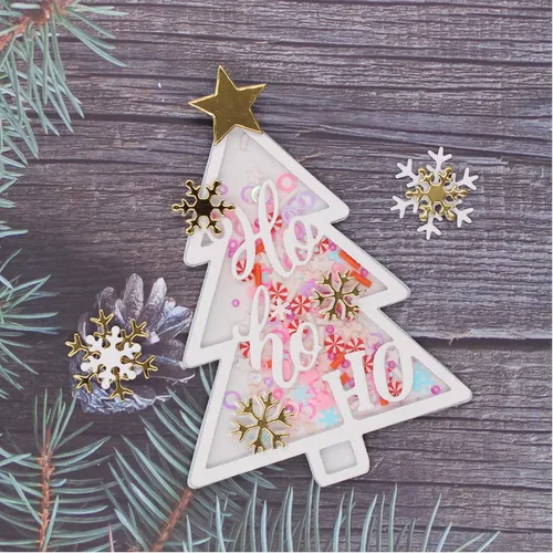 Vista 5 de Juego de 2 troqueles de metal para árbol de Navidad, copos de nieve, estrella, corte, troqueles, manualidades, álbumes de recortes, papel decorativo