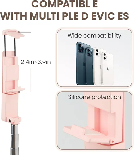 Vista 3 de MQOUNY Trípode para teléfono, palillo portátil para selfie con control remoto, tamaño de bolsillo para iPhone, mini teléfonos compactos de viaje