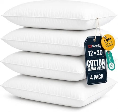 Vista 11 de Foamily Insertos de almohada 100% algodón de 12 x 12 pulgadas, rellenos de almohada para almohadas decorativas para sofá y cama, relleno de almohada
