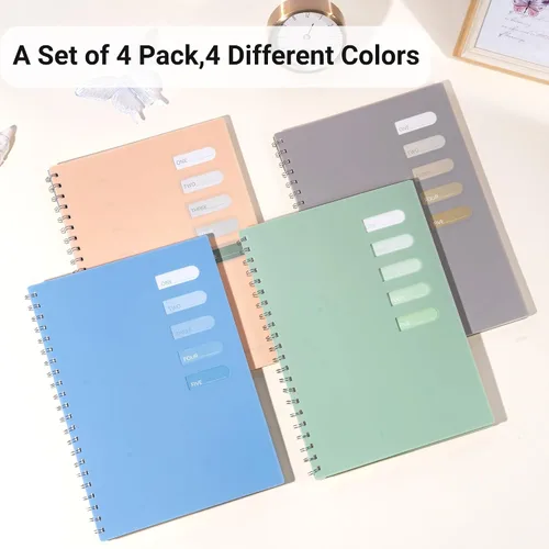 Vista 6 de Yoment 4 cuadernos en espiral de 8.5 x 11 pulgadas para la escuela de trabajo, cuadernos grandes con líneas A4 para mujeres, cuadernos de diario