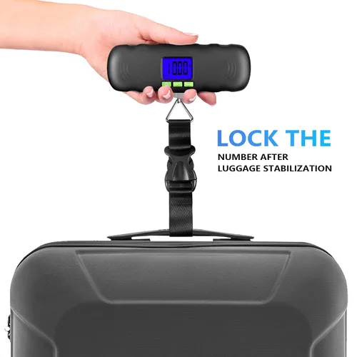 Vista 4 de UNIWEIGH Báscula digital de equipaje, báscula portátil de equipaje colgante de 110 libras con retroiluminación para viajes, báscula