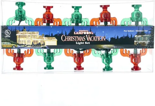 Vista 6 de Kurt Adler National Lampoon - Juego de 10 tazas de alce Wally World de color rojo y verde