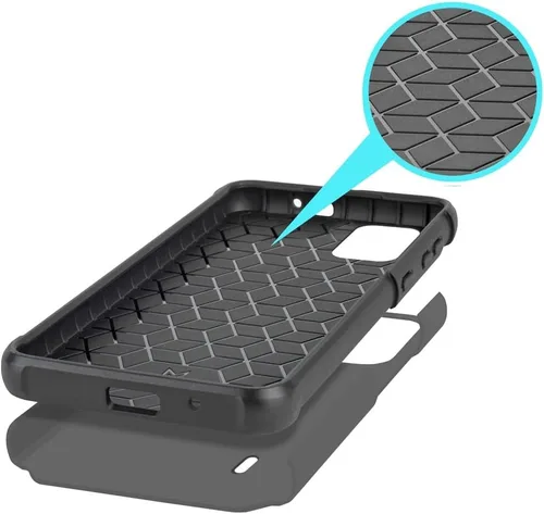 Vista 4 de TJS Funda compatible con Nokia C110 N156DL, con protector de pantalla de vidrio templado de doble capa, soporte magnético híbrido a prueba de Gris