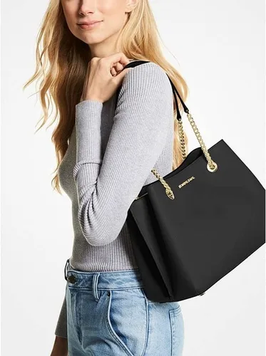 Vista 3 de MICHAEL KORS Teagan Bolso de hombro grande de cuero con guijarros (negro), Negro