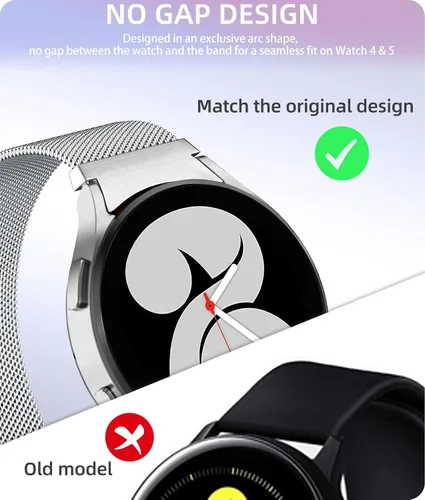 Vista 3 de Zedoli Correas de metal sin brechas compatibles con Samsung Galaxy Watch 6/Watch 5/Galaxy Watch 4 Band 1.575 in 1.732 in/Galaxy Watch 5 Pro Band