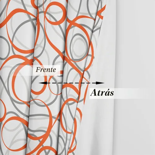 Vista 5 de Cortinas Geométricas Naranja Gris Blanco 2 Juegos de Paneles Patrón de Arte Moderno de Línea Abstracta Tratamientos para Ventanas Oscurecimiento