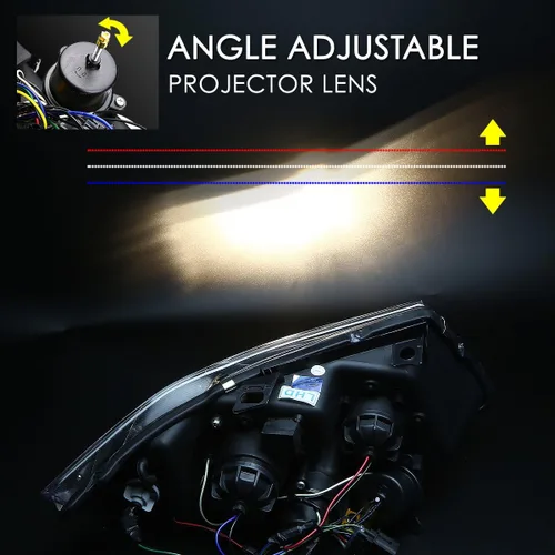 Vista 4 de DNA MOTORING HL-3D-E9005-BK - Faros delanteros negros con anillo de halo 3D, haz alto y bajo, con señales de giro ámbar, compatibles con BMW 323i