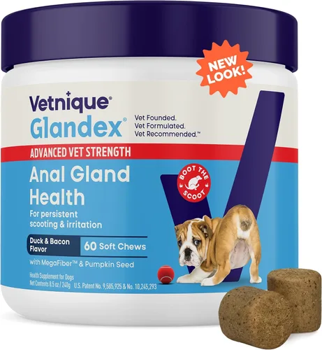 Vista 2 de Vetnique Labs Glandex - Toallitas higiénicas para mascotas de 100 unidades y Glandex Advanced Vet-Strength Chews 60 unidades paquete de toallitas