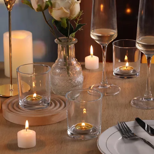 Vista 6 de DARJEN Juego de 6 Portavelas Votivas Transparentes Más Grandes - Portavelas de Vidrio para Velas de Té, Portavelas Transparentes para Bodas, Fiestas