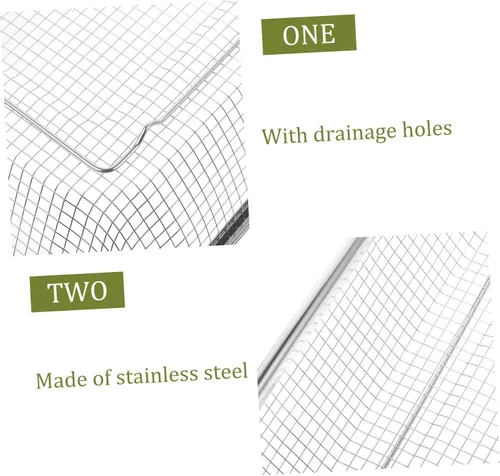 Vista 2 de BESPORTBLE Colador de cuenco de lavado, 2 unidades, cesta de drenaje, cesta de filtro de acero inoxidable, colador portátil de metal para alimentos