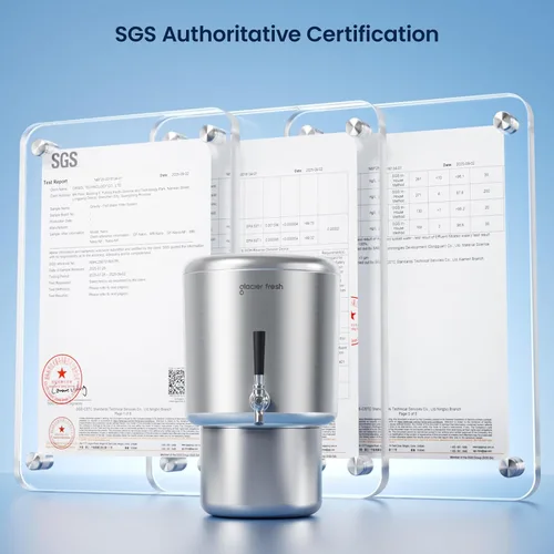 Vista 6 de Sistema de filtración de agua de encimera GLACIER FRESH de 2.25G de acero inoxidable, alimentado por gravedad con tecnología de filtración
