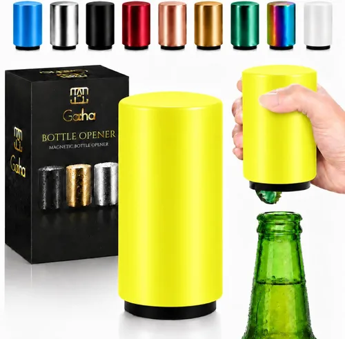 Vista 11 de GOCHA Abridor magnético de botellas de cerveza con receptor automático de tapa – Dispositivo de empuje de acero inoxidable, herramienta de barra