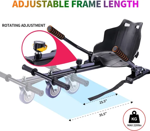 Vista 6 de SIMATE Scooter con accesorio de asiento, tablas de equilibrio automático de 6.5 pulgadas con altavoces Bluetooth y luces LED para niños, adultos
