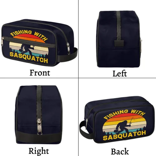 Vista 6 de Neceser de viaje para hombres y mujeres, bolsa de afeitar resistente al agua, bolsas de almacenamiento plegables con asa para artículos de tocador