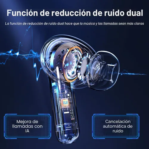 Vista 4 de Blackview Auriculares inalámbricos, Airbuds 8, Bluetooth 5.3, cancelación de ruido, IPX7 impermeable, tiempo de reproducción de 56 horas, control