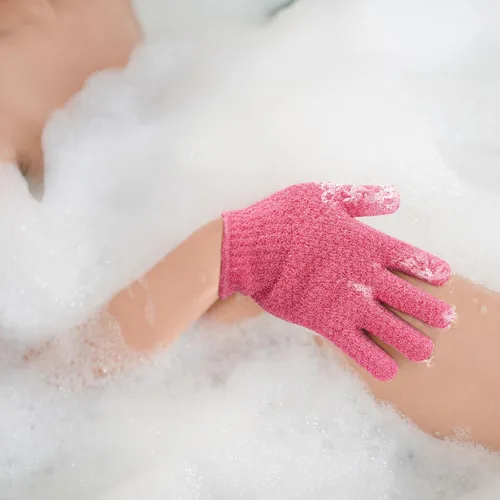 Vista 7 de Evridwear Guantes Exfoliantes para Ducha, 100% Nylon Gruesos Suaves Medianos Pesados Guantes de Baño Removedor de Piel Muerta Exfoliante Corporal
