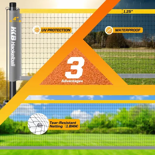 Vista 5 de Haokelball Badminton and Volleyball Net Set with Rackets for Backyard