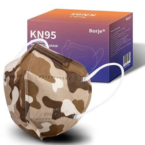 Vista 16 de Borje Mascarillas KN95, 50 unidades, envueltas individualmente, protección de 5 capas, mascarillas KN95 negras, mascarillas desechables para adultos