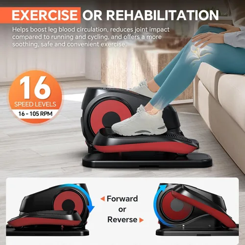 Vista 2 de Under Desk Elliptical Machine with Remote Control, 16 Adjustable Speed Electric Exerciser Pro As Seen On TV for Senior, Portable Quiet Seated Pedal