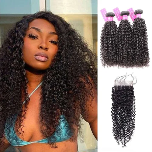 Vista 10 de Original Queen 100% Cabello Humano Brasileño Natural Virgen Rizado Ondulado Tejido 3 Paquetes Extensiones de Cabello Rizado de Longitud Mixta 8 8 8