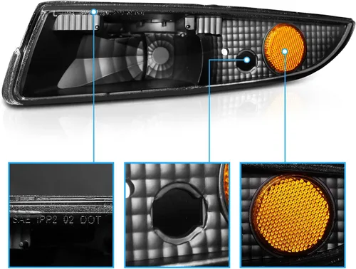 Vista 3 de AmeriLite Luces de parachoques Euro Black Amber para Chevy Camaro - lado del pasajero y del conductor