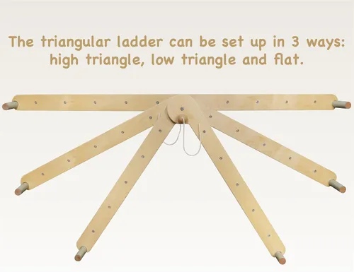 Vista 4 de Juego de escalada plegable para niños con escalera, rampa, haz de equilibrio; juguetes de escalada de madera triangular para niños pequeños de 1 a 3