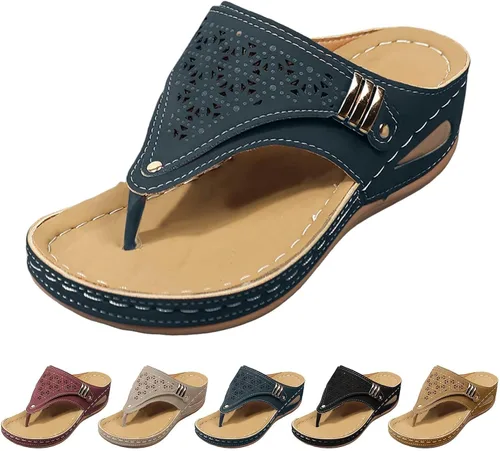 Vista 9 de Generic Sandalias ortopédicas de cuña con soporte de arco para mujer, sandalias informales de punta abierta, unisex para adultos