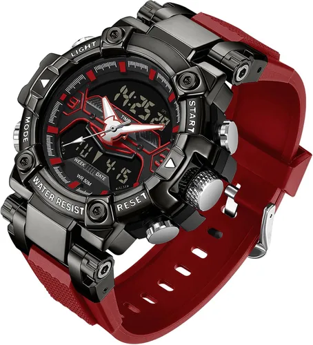Vista 12 de findtime Relojes de diseñador genial para hombre, color azul, gran cara, relojes para hombres, electrónico único, deportivo, militar, audaz