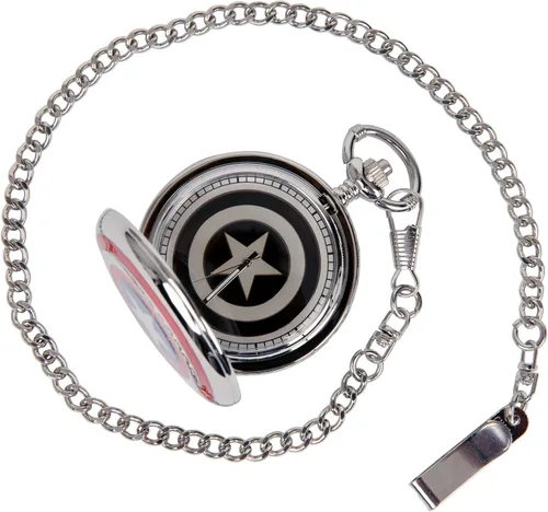 Vista 3 de Accutime Watch Corp. Marvel Comics Avengers Captain America Shield & Logo Reloj de bolsillo, Classic