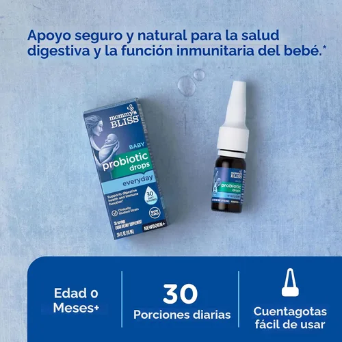 Vista 2 de Mommy's Bliss - Gotas de probióticos para bebés, para los gases, estreñimiento y alivio de los síntomas de los cólicos. Para edades desde recién