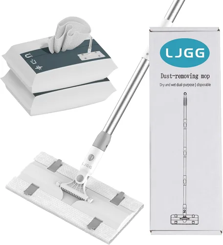 Vista 8 de Mopa plana de microfibra reutilizable para limpieza de pisos, base de aluminio de 10.8 pulgadas (10.8 in) con mango de aluminio de 52 pulgadas