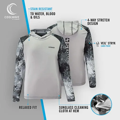 Vista 9 de Striker LoTide - Sudadera con capucha de pesca ultraligera y resistente a las manchas para hombre con protección UPF 50+, informal, con paño