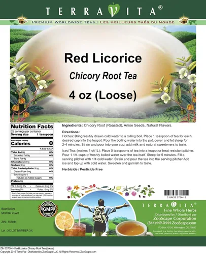 Vista 2 de Té de raíz de achicoria de regaliz rojo (suelto) (4 oz, ZIN: 557044)